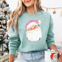  Pink and Minty Vintage Santa Bella Canvas Sweater