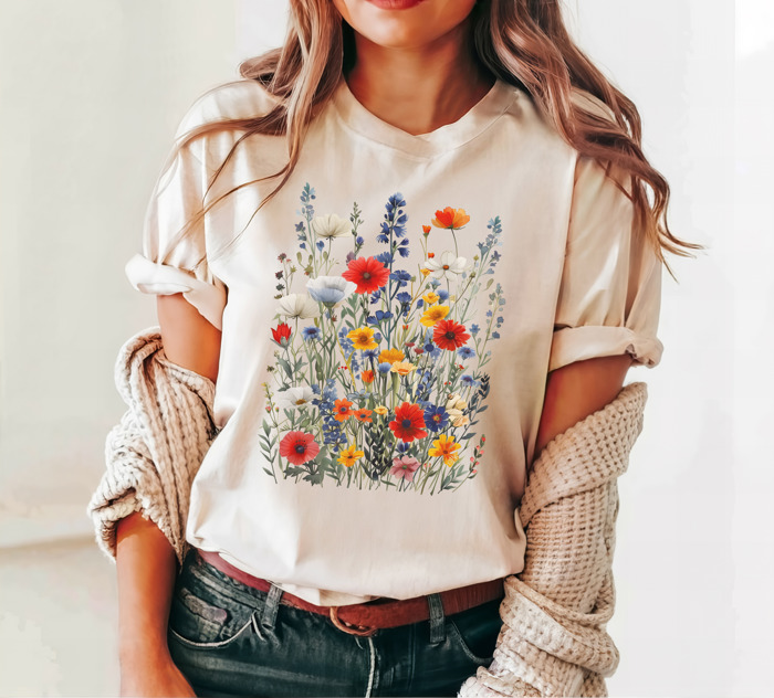 Vintage Wildflowers Bella Canvas Spring Garden Tee