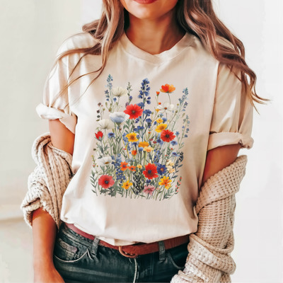 Vintage Wildflowers Bella Canvas Spring Garden Tee