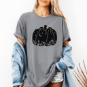 Small (UNISEX) Starry Pumpkin: Grey Trendy Fall and Halloween T-Shirts – Cute Spooky Season Graphic Tees for Moms, Teachers, Pumpkin Patch, and 31 Days of Halloween