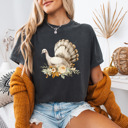 Small (UNISEX) White Turkey: Pepper Cozy Thanksgiving Holiday Tees – Pumpkins, Turkeys, and Thankful Vibes, Family Gatherings, Holiday Comfort, Trendy Friendsgiving
