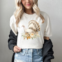 Small (UNISEX) White Turkey: Ivory Cozy Thanksgiving Holiday Tees – Pumpkins, Turkeys, and Thankful Vibes, Family Gatherings, Holiday Comfort, Trendy Friendsgiving