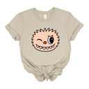Small (UNISEX) Wink Face: Tan Trendy Cute Character Monster Group Costume Tee – Funny Teacher Shirt, Spooky School Event Outfit, Fall Top