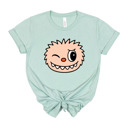 Small (UNISEX) Wink Face: Dusty Blue Trendy Cute Character Monster Group Costume Tee – Funny Teacher Shirt, Spooky School Event Outfit, Fall Top