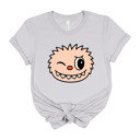 Small (UNISEX) Wink Face: Solid Athletic Grey Trendy Cute Character Monster Group Costume Tee – Funny Teacher Shirt, Spooky School Event Outfit, Fall Top