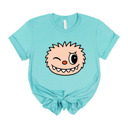 Small (UNISEX) Wink Face: Turquoise Trendy Cute Character Monster Group Costume Tee – Funny Teacher Shirt, Spooky School Event Outfit, Fall Top