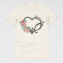Small (UNISEX) Heart Stethoscope: Natural Christmas Nurse T-Shirts – Cute Holiday Gift Tees for Nurses, Labor and Delivery, CNAs, and Healthcare