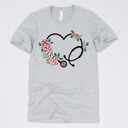 Small (UNISEX) Heart Stethoscope: Athletic Grey Christmas Nurse T-Shirts – Cute Holiday Gift Tees for Nurses, Labor and Delivery, CNAs, and Healthcare