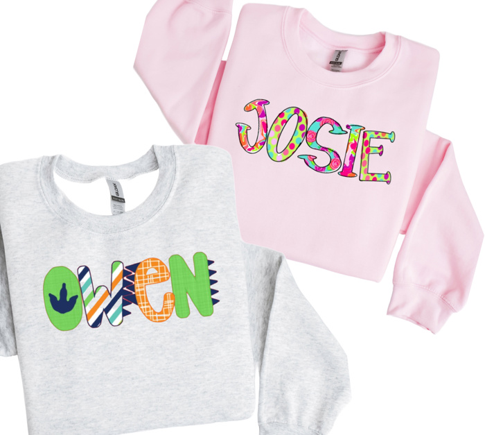 Alphabet Soup Personalized Sweatshirt | Sizes 2T-12 | 48 Alpha Options