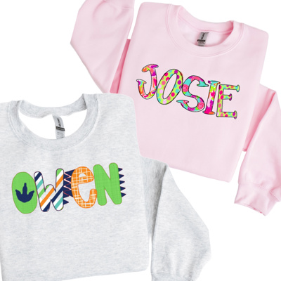 Alphabet Soup Personalized Sweatshirt | Sizes 2T-12 | 48 Alpha Options
