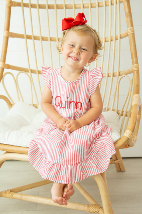 Seersucker Dress | Monogrammed |10 Colors | Sizes 12M-10Y