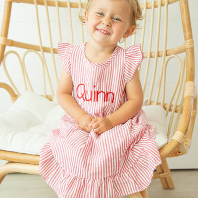 Seersucker Dress | Monogrammed |10 Colors | Sizes 12M-10Y