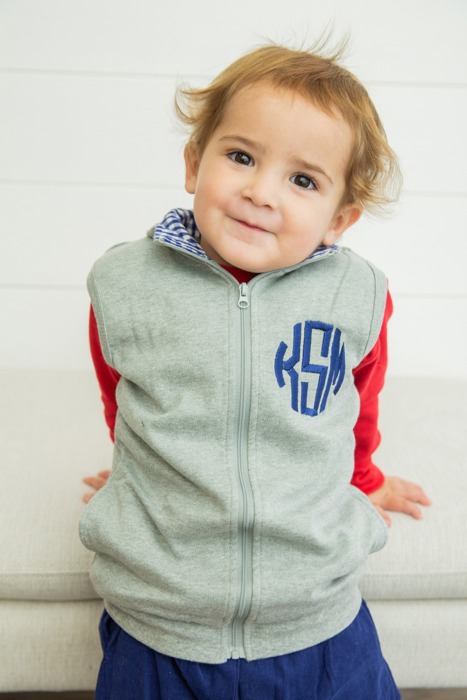 Gingham Trimmed Vest Monogrammed | 8 Colors