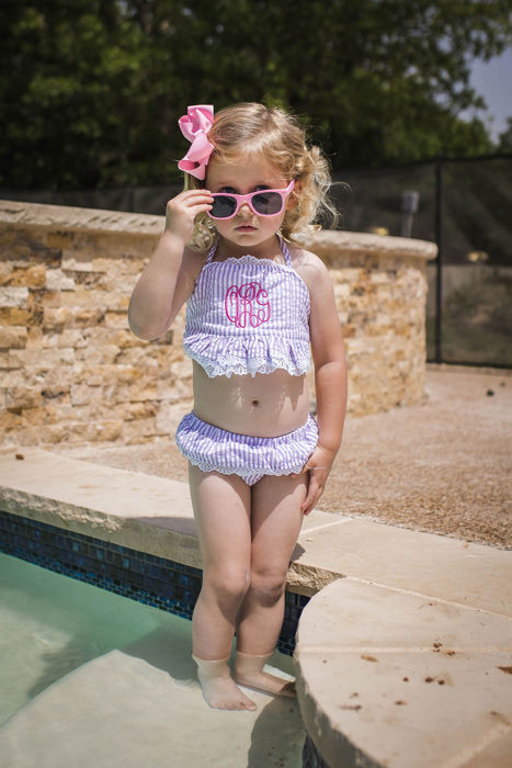 Seersucker Bikini Swimsuit | Monogrammed | 6 Colors | Sizes 12M-10Y