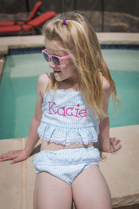 Seersucker Bikini Swimsuit | Monogrammed | 6 Colors | Sizes 12M-10Y