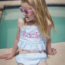  Seersucker Bikini Swimsuit | Monogrammed | 6 Colors | Sizes 12M-10Y