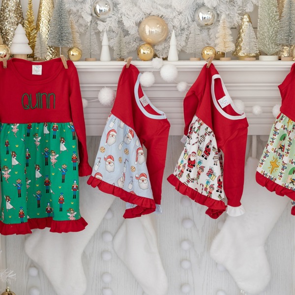 Holiday Dress Girls Personalized | 4 Patterns