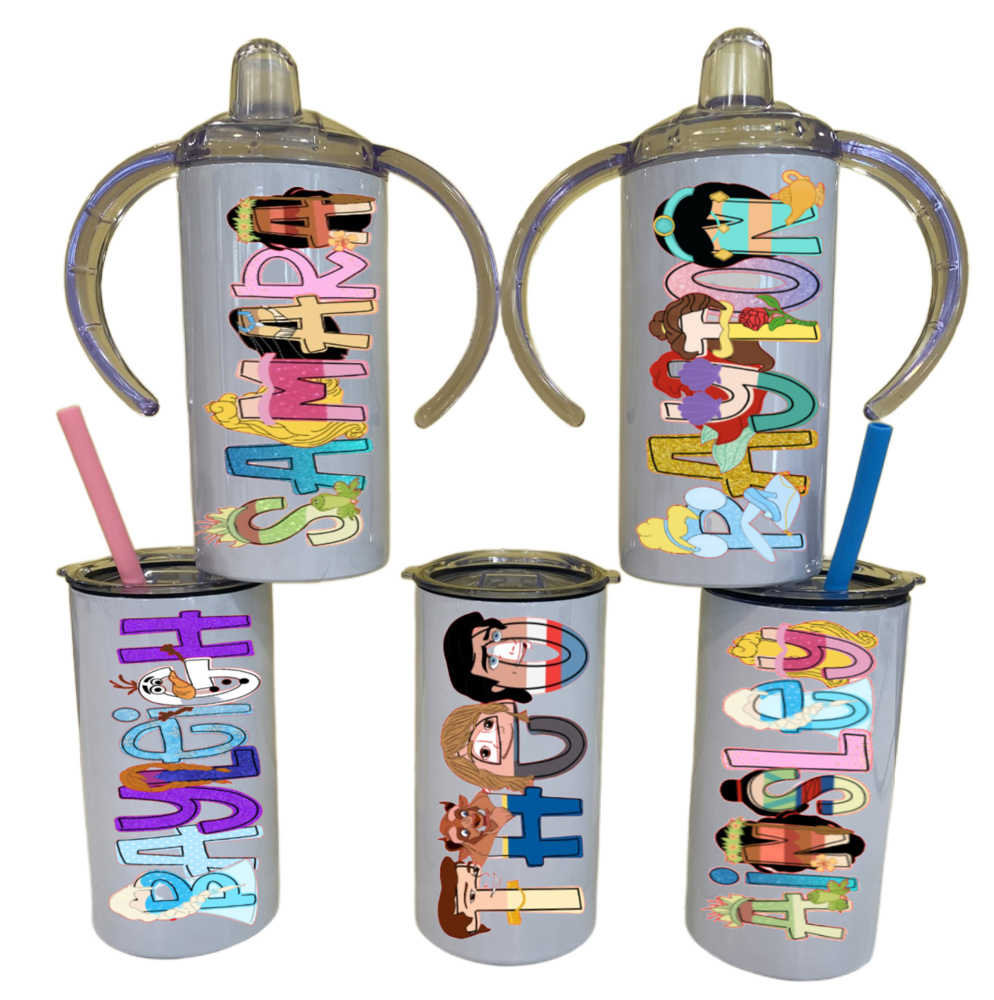 Personalized Character Sippy Cup | 2 Lids | 27 Characters