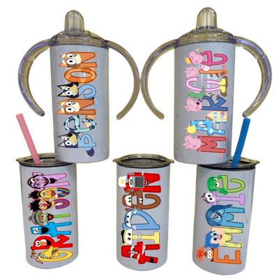 Personalized Vacation Character Sippy Cup | 2 Lids | 27 Characters