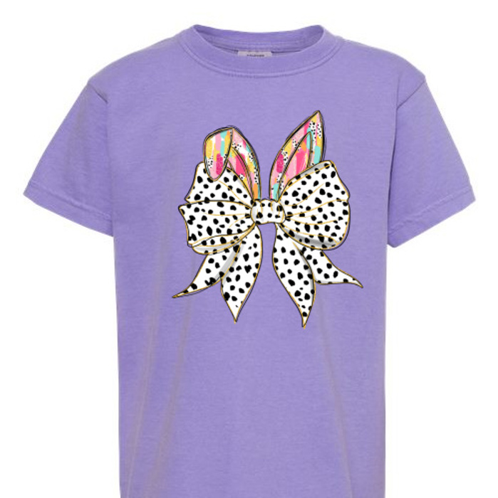 Croquette Bow With Bunny Ears Easter Tee Kids