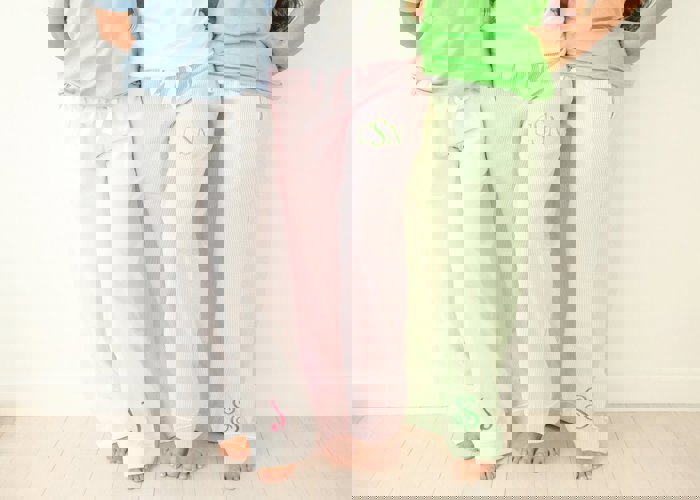 Seersucker Lounge pants Monogrammed | 4 Colors| Sizes AS-A2XL
