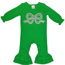 Mardi Gras Embroidered Long Ruffle Romper | 3Designs |Sizes 3M-2T
