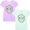  Mardi Gras Embroidered Monogram Tee | Sizes 2T-12Y