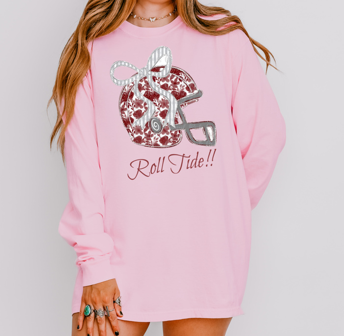 Floral Football Helmet Spirit Tee Adult | 10 Color Options