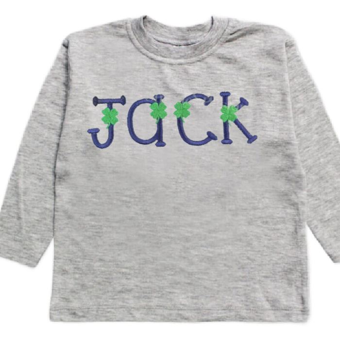 Clover Embroidered Name Tee | Sizes 2T-12
