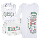  Personalized Alphabet Soup Gown Bib Burp Combo