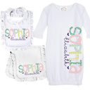  Personalized Alphabet Soup Gown Bib Burp Combo