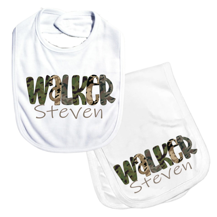 Personalized Alphabet Soup Bib and Burp Combo