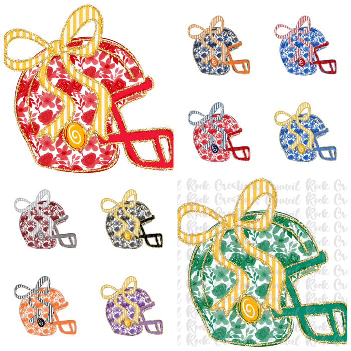 Floral Football Helmet Spirit Tee Kids | 10 Color Options