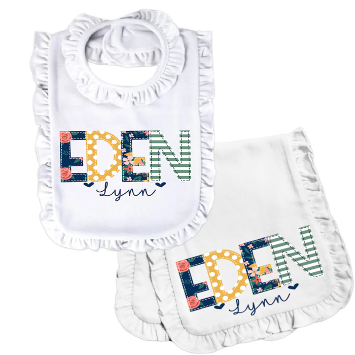 Personalized Alphabet Soup Bib and Burp Combo