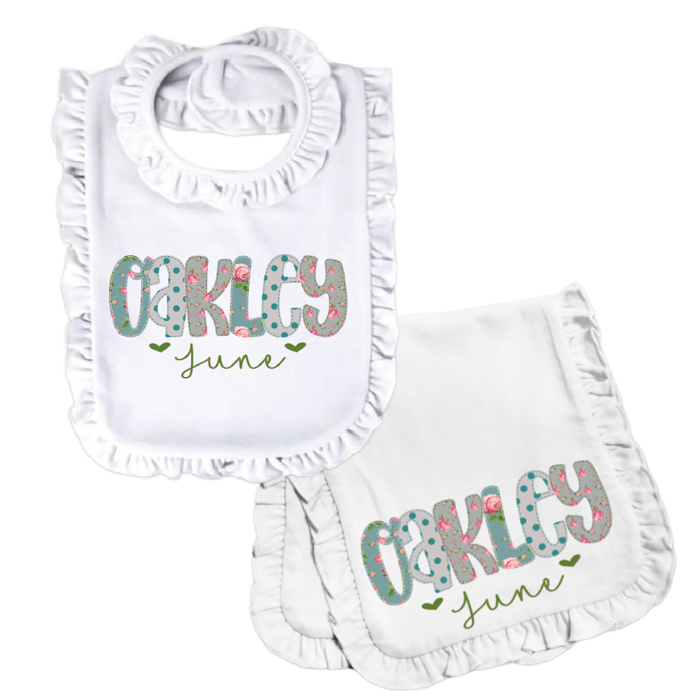 Personalized Alphabet Soup Bib and Burp Combo