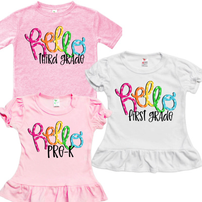 HELLO Grade Tee Back to School