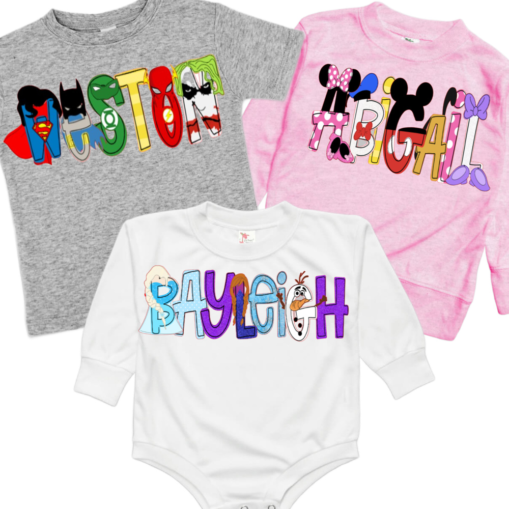 Personalized Character Baby Tee or Bubble | 27 Characters