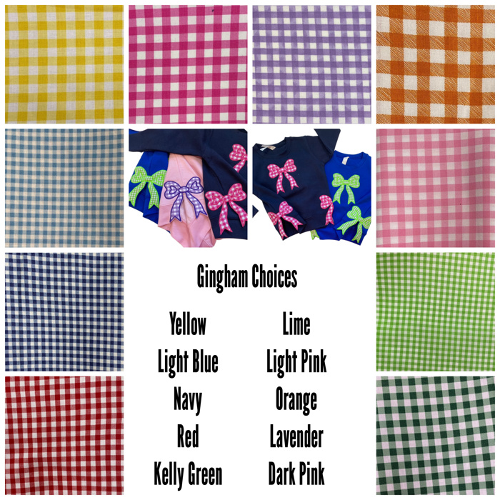 Split Bow Gingham Applique Sweatshirt Toddler | 6 Color Options