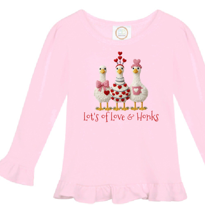 Love and Honks Geese Valentine Tee | Sizes 2T-10