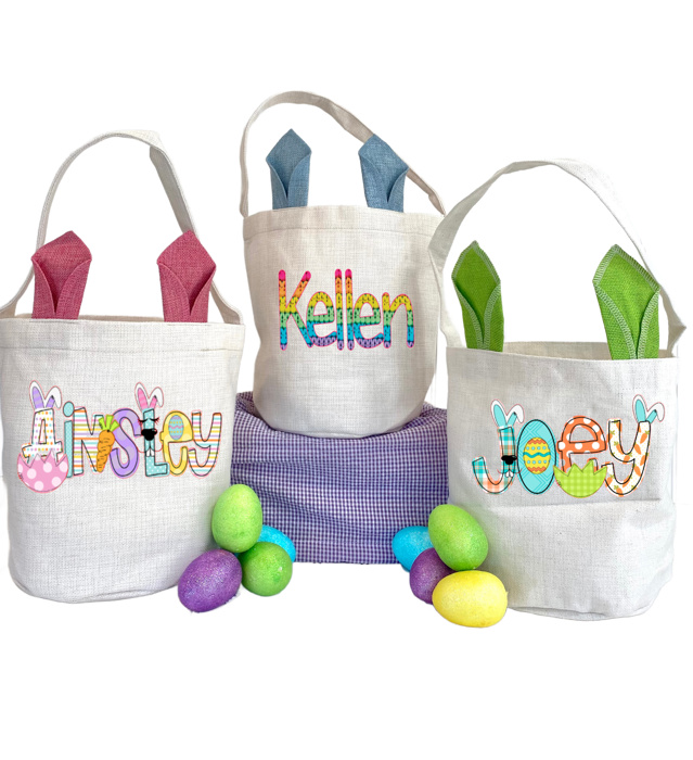 Bunny Ear Easter Bucket Personalized | 6 Fonts