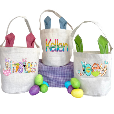 Bunny Ear Easter Bucket Personalized | 6 Fonts