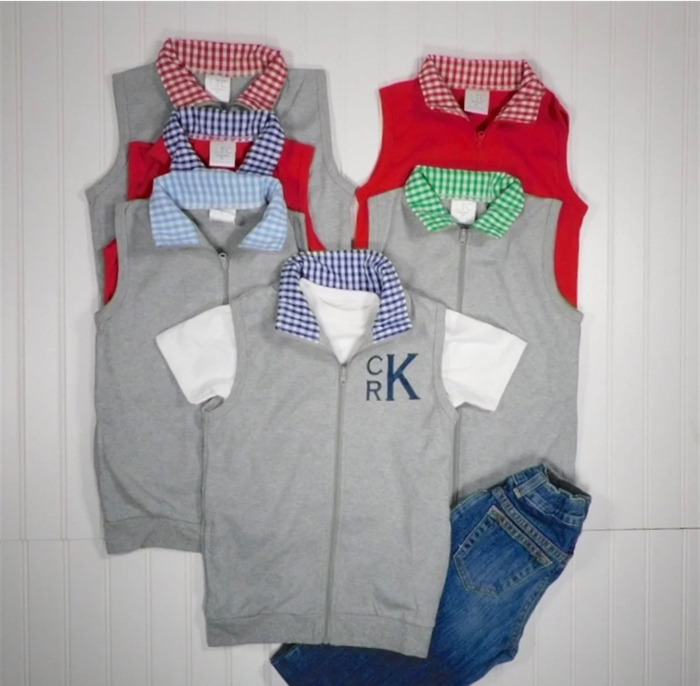 Gingham Trimmed Vest Monogrammed | 8 Colors