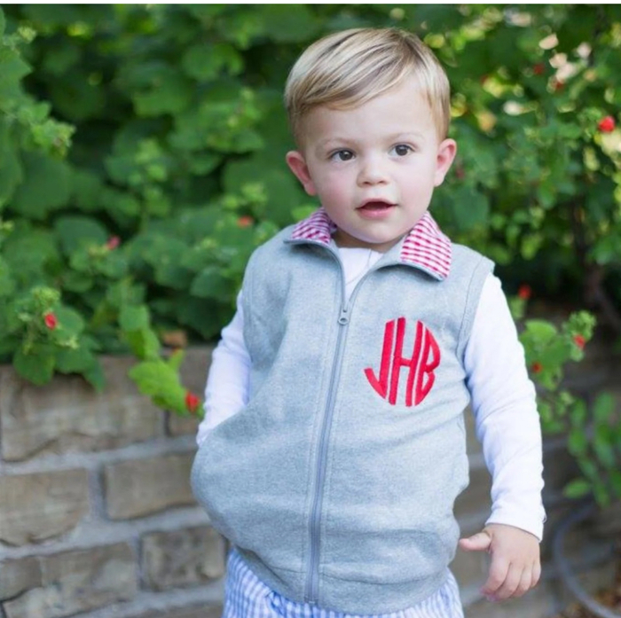 Gingham Trimmed Vest Monogrammed | 8 Colors
