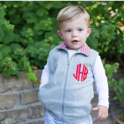 Gingham Trimmed Vest Monogrammed | 8 Colors