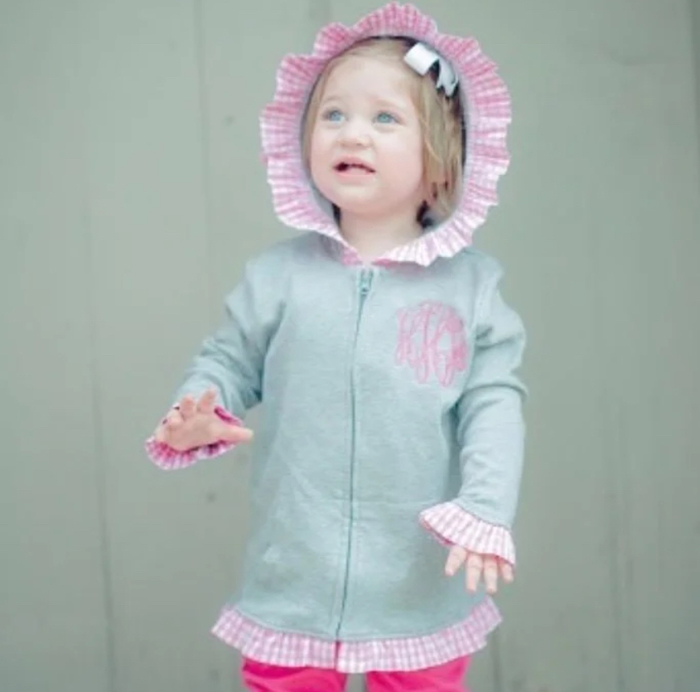 Gingham Trimmed Ruffle Jacket Monogramed | 8 Colors