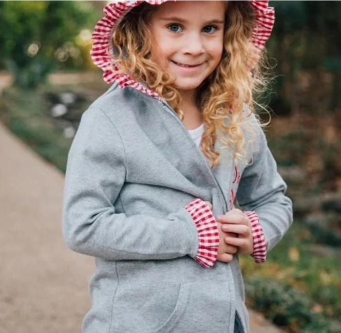Gingham Trimmed Ruffle Jacket Monogramed | 8 Colors