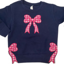  Split Bow Gingham Applique Sweatshirt Adult | 6 Color Options