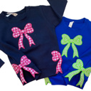  Split Bow Gingham Applique Sweatshirt Adult | 6 Color Options