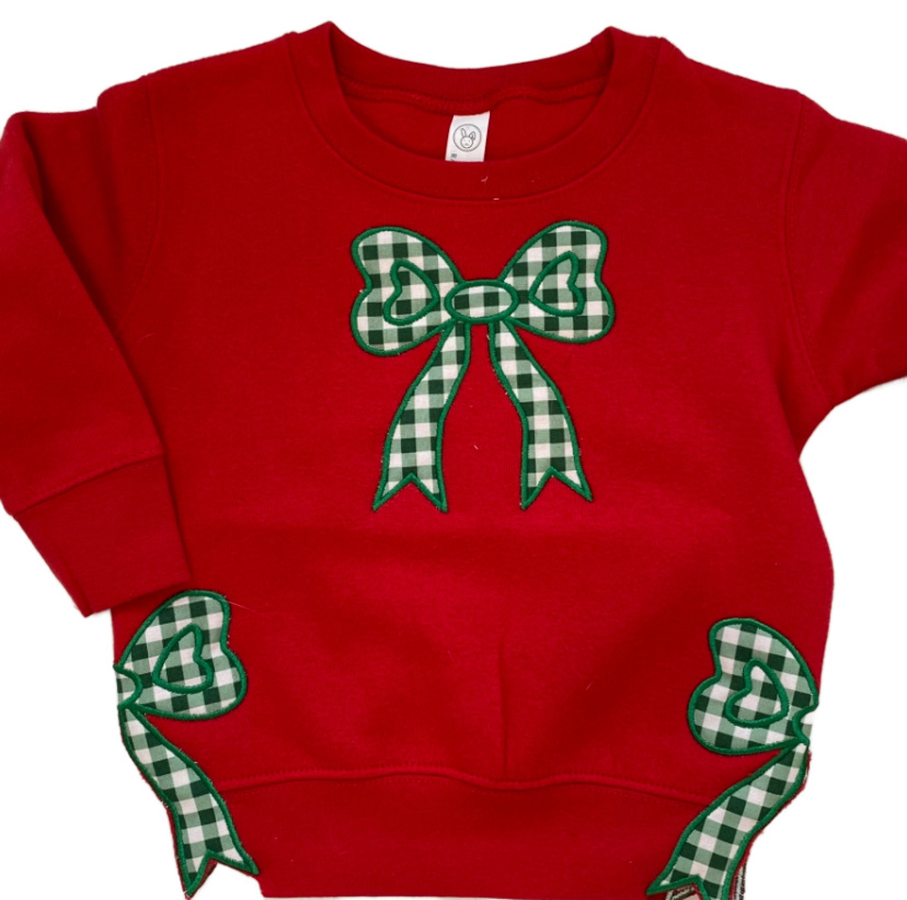 Split Bow Gingham Applique Sweatshirt Adult | 6 Color Options