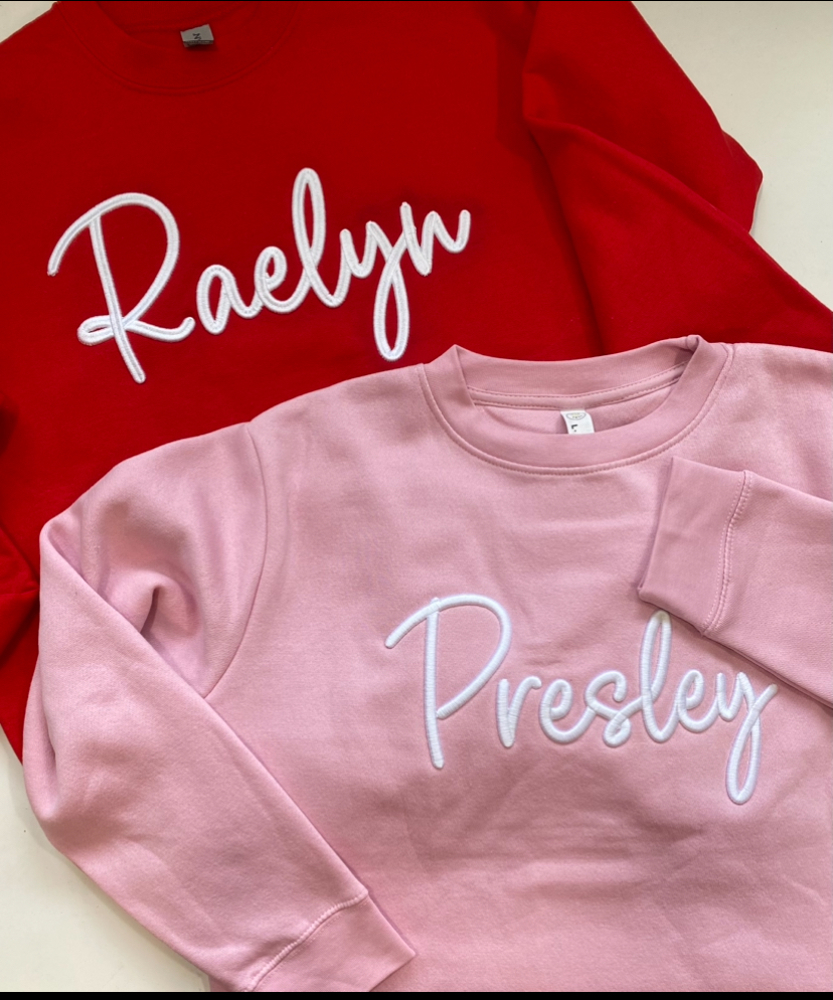 Puff Embroidery Name Sweatshirt Personalized